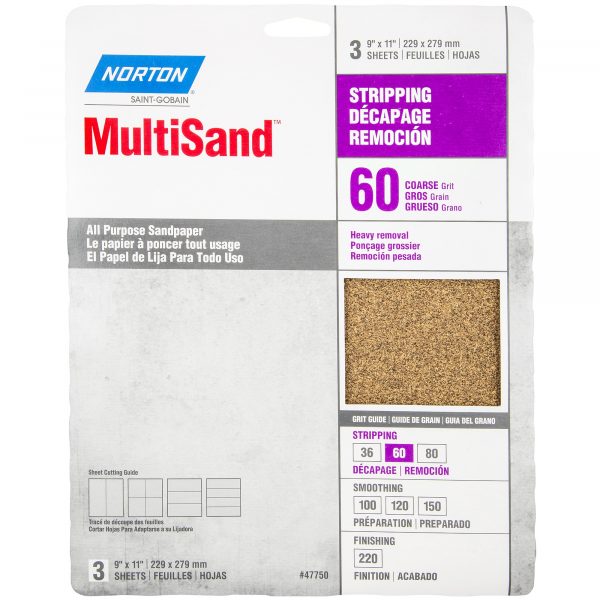 Coarse 9x11 All Purpose Sanding Sheet, 3/pk