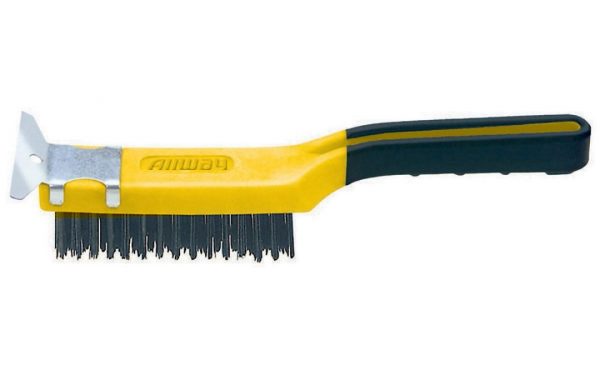 #SB411 Heavy Duty Wire Brush w/Scraper - Soft Grip
