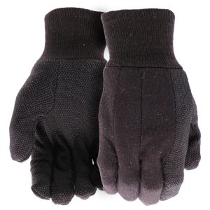 Brown Jersey Dotted Palm Gloves- Large