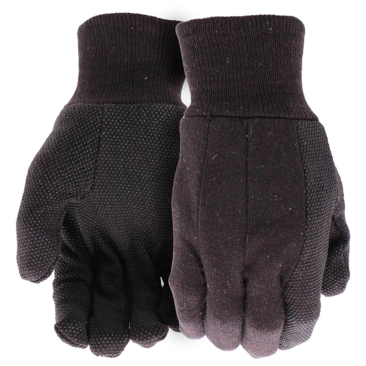 Brown Jersey Dotted Palm Gloves- Large