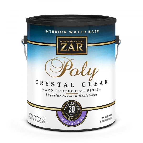 Gallon - Zar Interior Water-Based Poly, Crystal Clear Semi-Gloss