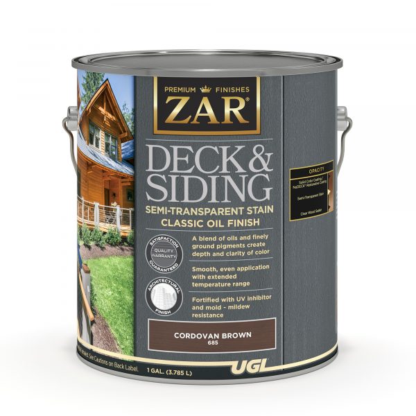 Gallon- Zar Deck & Siding, Semi-Transparent Oil, Cordovan Brown