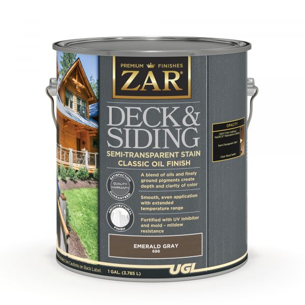 Gallon- Zar Deck & Siding, Semi-transparent Oil, Emerald Gray