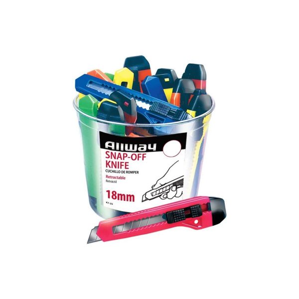 Bucket of 7pt. 18mm Snap-Off Knives w/25ea Neon