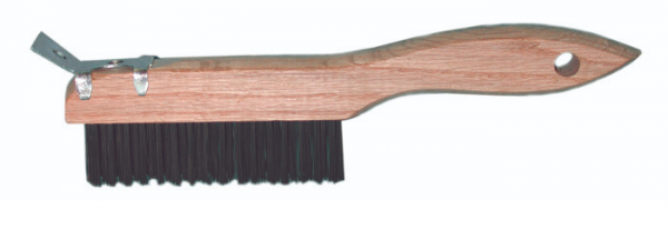 Shoe Handle Wire Brush w/Scraper