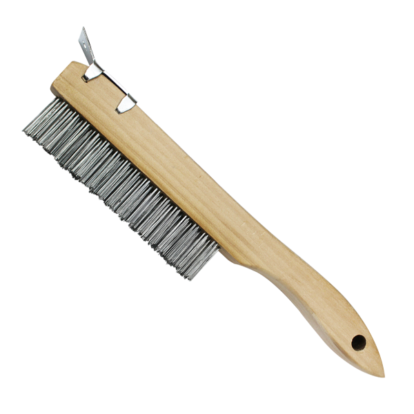 Shoe Handle Wire Brush with Scraper