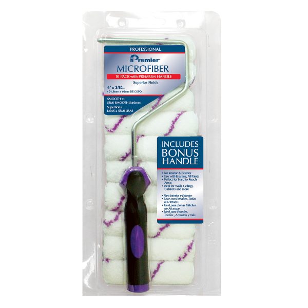 4x3/8 Microfiber Mini Roller, 10pk with Handle