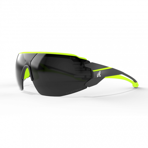 Taven- Matte Black Frame with Hi-Vis Yellow TPR, Smoke Lens Vapor Shield