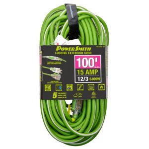 100' 12/3 AWG Rubber Jacket Extension Cord