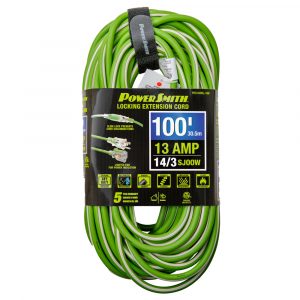 100' 14/3 AWG Rubber Jacket Extension Cord