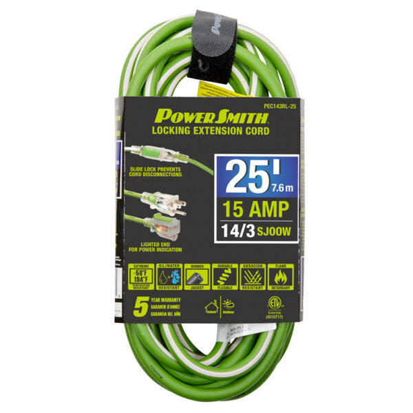 25' 14/3 AWG Rubber Jacket Extension Cord