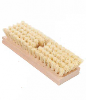 8" Cream Plastic Deck Scrub with Handle