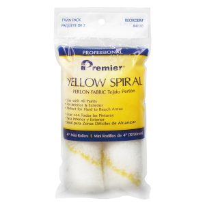 4" Yellow Spiral, Perlon Mini Roller 2pk