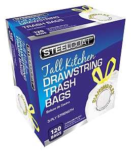 13 Gallon Draw String, Flex Kitchen Bags- 120 count
